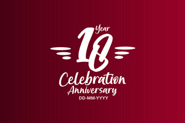 18 year anniversary white colors on red color with triple small stripes - vector 