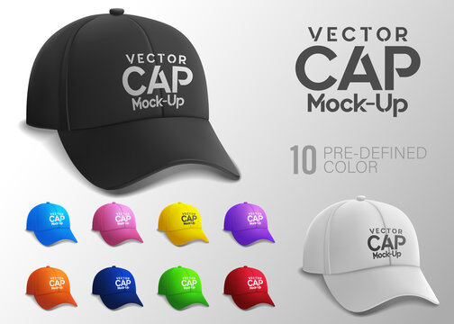 Cap Mock-Up in side view with Predefined Color, easy to edit and place your design. Vector Realistic Illustration