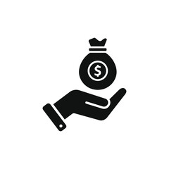 Income icon design. Money in hand. Earnings symbol concept. Vector illustration