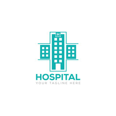 hospital logo, creative cross health and building vector