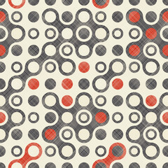 Abstract seamless geometric pattern on texture background in retro colors. Creative pattern can be used for ceramic tile, wallpaper, linoleum, textile, web page background. Vector