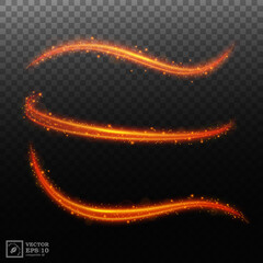 Abstract fire wavy light sets with a transparent background, isolated and easy to edit. Vector Illustration