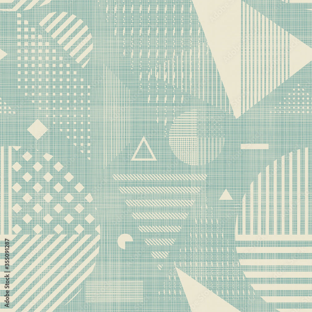 Poster Abstract seamless pattern with circles on texture background. Creative geometric pattern for ceramic tile, wallpaper, linoleum, textile, wrapping paper, web page background. Vector