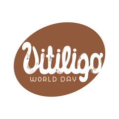 Vector illustration on the theme of World Vitiligo Day on June 25. Handwritten inscription decorated wiht spots.