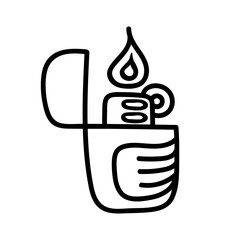 Hand drawn lighter icon isolated on white background. Vector illustration.