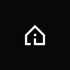 Logo design of I in vector for construction, home, real estate, building, property. Minimal awesome trendy professional logo design template on black background.