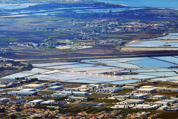 View from Monte Erice to the salt pans of Trapani