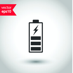 Battery indicator vector icon. Accumulator battery charge energy icon. Studio background. EPS 10 vector sign. Battery symbol pictogram