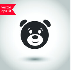 Teddy bear smile vector icon sign. Emoji icon. Studio background. Bear flat sign design. Bear symbol pictogram