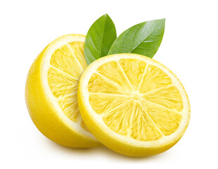 Sliced delicious lemon fruit, isolated on white background