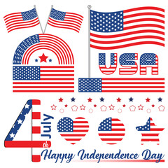 Obraz premium Happy Independence day Vector Illustration. 4 th of July Independence day of America. USA Independence day Vector Elements