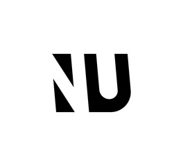 Initial letters Logo black positive/negative space NU