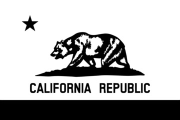 California CA State Flag. United States of America. Black and white EPS Vector File.