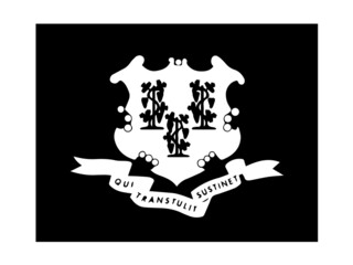 Connecticut CT State Flag. United States of America. Black and white EPS Vector File.