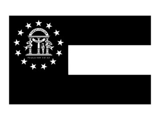 Georgia GA State Flag. United States of America. Black and white EPS Vector File.