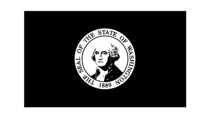 Washington WA State Flag. United States of America. Black and white EPS Vector File.