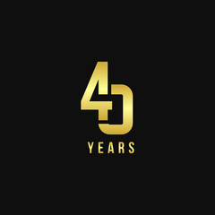 40 Years Anniversary Gold Number Vector Design