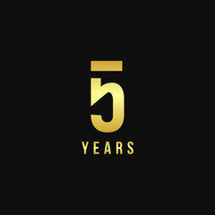 5 Years Anniversary Gold Number Vector Design