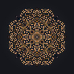 Circular Pattern of Mandala, Golden Arabesque Pattern. Vector Illustration