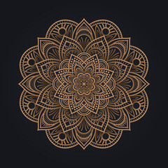 Circular Pattern of Mandala, Golden Arabesque Pattern. Vector Illustration