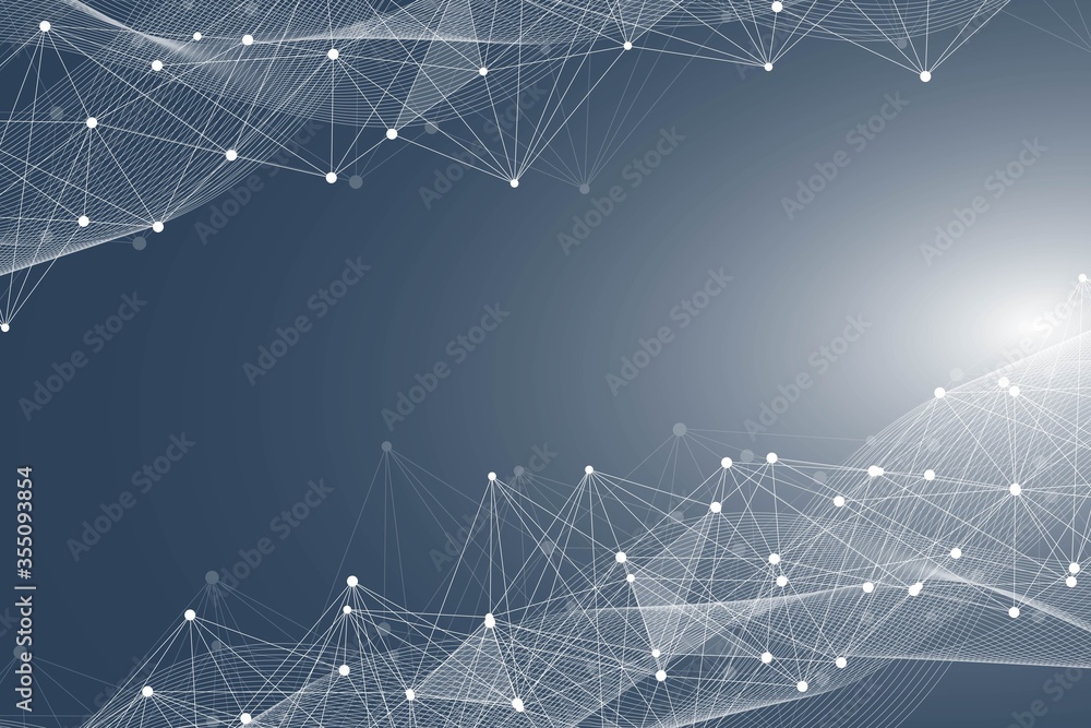 Aufkleber geometric abstract background with connected line and dots. structure molecule and communication. bi
