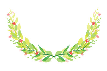 Hand painted green floral on white background.