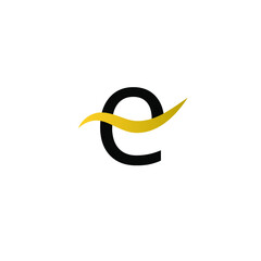 Modern letter E monogram logo with gold and black color