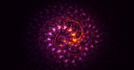 3D rendering abstract red fractal light background