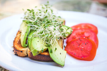 Mexican breakfast with avocado, Yucatan