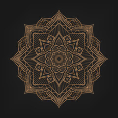 Circular Pattern of Mandala, Golden Arabesque Pattern. Vector Illustration