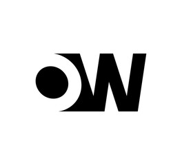Initial letters Logo black positive/negative space OW