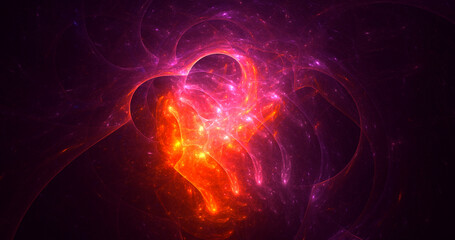 3D rendering abstract red fractal light background