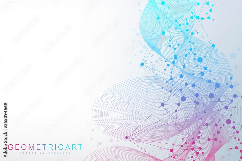 Aufkleber geometric abstract background with connected line and dots. structure molecule and communication. bi
