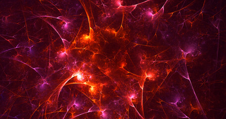 3D rendering abstract red fractal light background