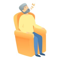Sleeping grandpa icon. Cartoon of sleeping grandpa vector icon for web design isolated on white background