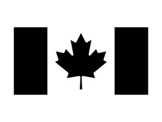 Canada Flag Black and White. Country National Emblem Banner. Monochrome Grayscale EPS Vector File.