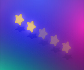 Two-star rating 3D stars, isometric vector illustration