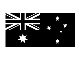 Australia Flag Black and White. Country National Emblem Banner. Monochrome Grayscale EPS Vector File.