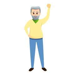 Grandfather hand up icon. Cartoon of grandfather hand up vector icon for web design isolated on white background