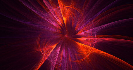 3D rendering abstract red fractal light background