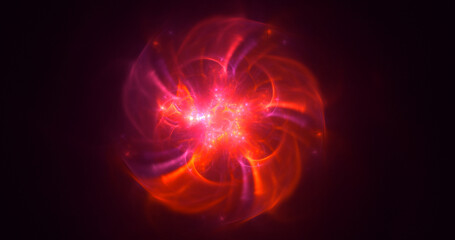 3D rendering abstract red fractal light background