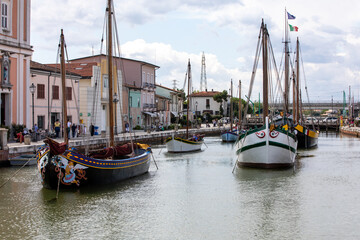 The port canal designed by Leonardo da Vinci and old town of Cesenatico on the Adriatic sea coast