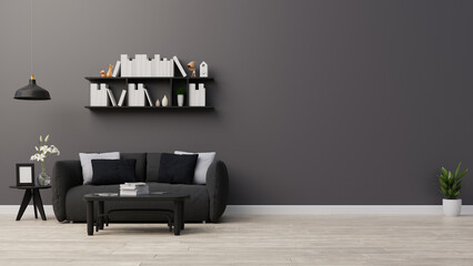 Interior poster mock up living room with colorful white sofa . 3D rendering.