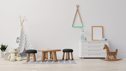 Interior poster mock up Children's playroom. 3D rendering