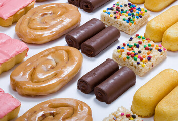 An assortment of junk food items.