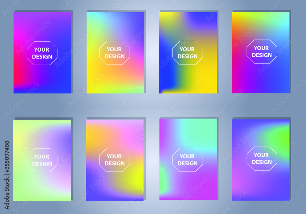 Poster set of abstract gradient banners. minimal style color background. template for wallpaper, mobile app