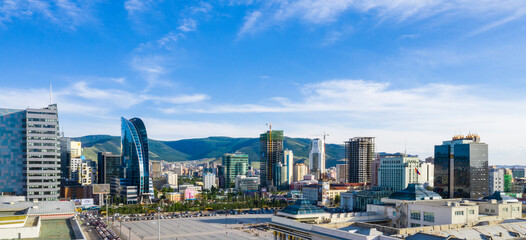 Aerial view of Ulaanbaatar, the capital of Mongolia, circa June 2019 - 355097625