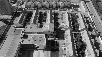 Aerial view of Ulaanbaatar, the capital of Mongolia, circa June 2019
