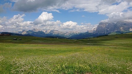 mountain landscape with blue sky and clouds