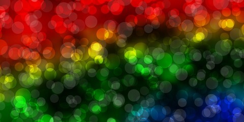 Dark Multicolor vector pattern with spheres. Abstract colorful disks on simple gradient background. New template for a brand book.